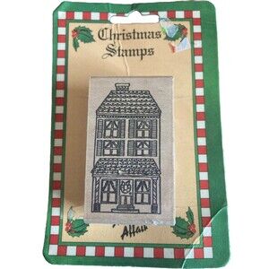 Rubber Stamp Christmas Holiday Home w/ Wreath by Stamp Affair NEW  1996